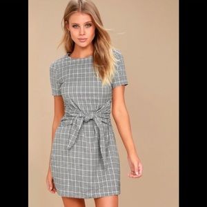 Lulu’s Penny Black and White Gingham Knotted Sheath Dress